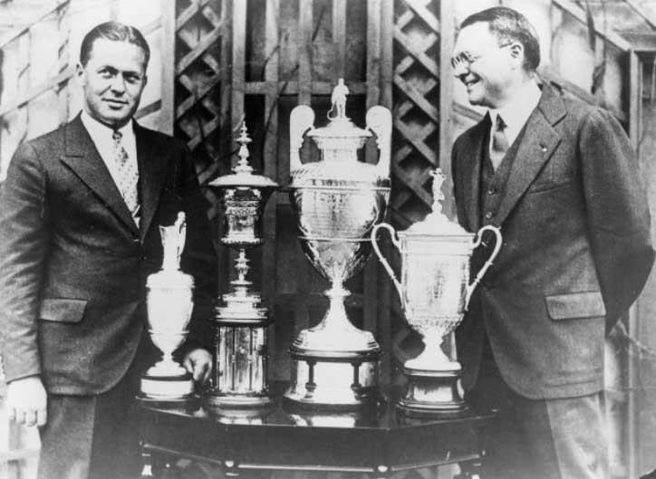 Bobby Jones (Izquierda) gana el original Grand Slam en 1930 (cortesía Augusta National y Getty Images)