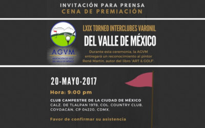 Invitación a la cena de premiación del LXIX Torneo Interclubes Varonil del Valle de México